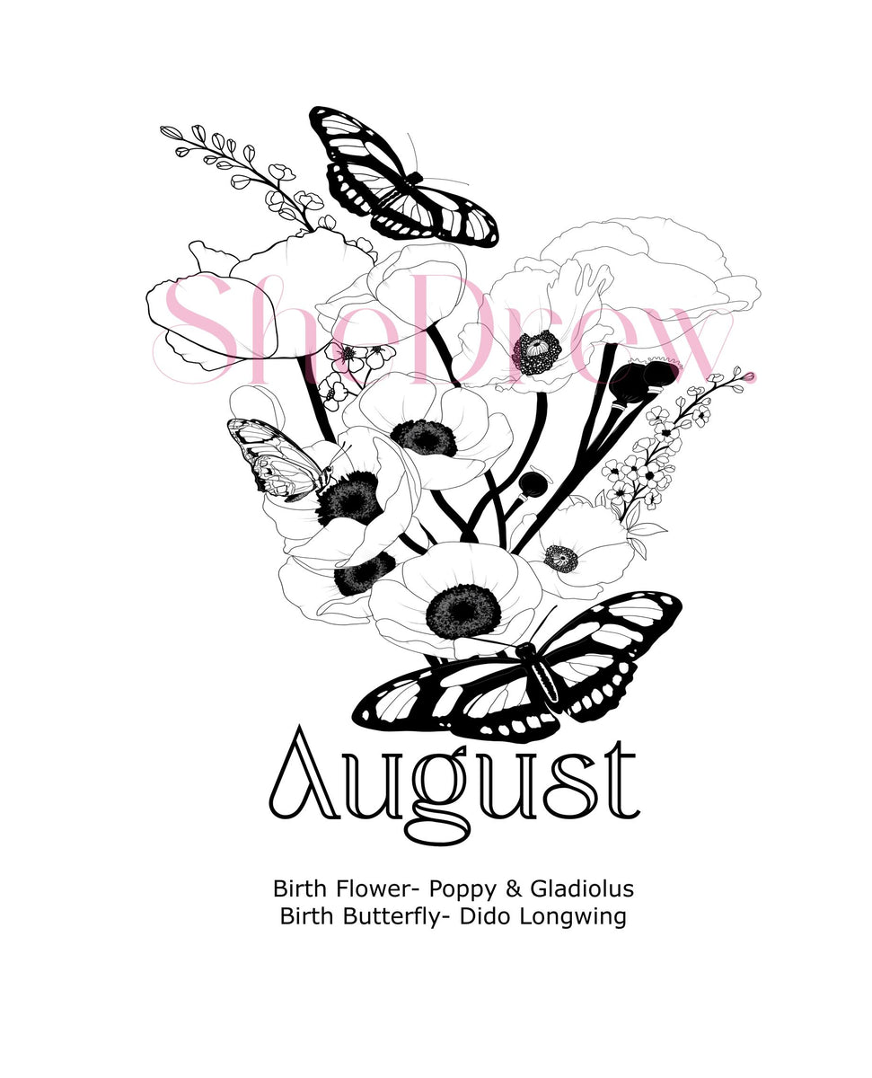 August Birth Month Flowers Butterfly SheDrew  august-birth-month-flowers-butterfly-shedrew