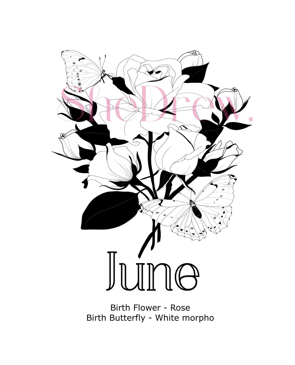 June Birth Month Flowers Butterfly SheDrew june-birth-month-flowers-butterfly-shedrew