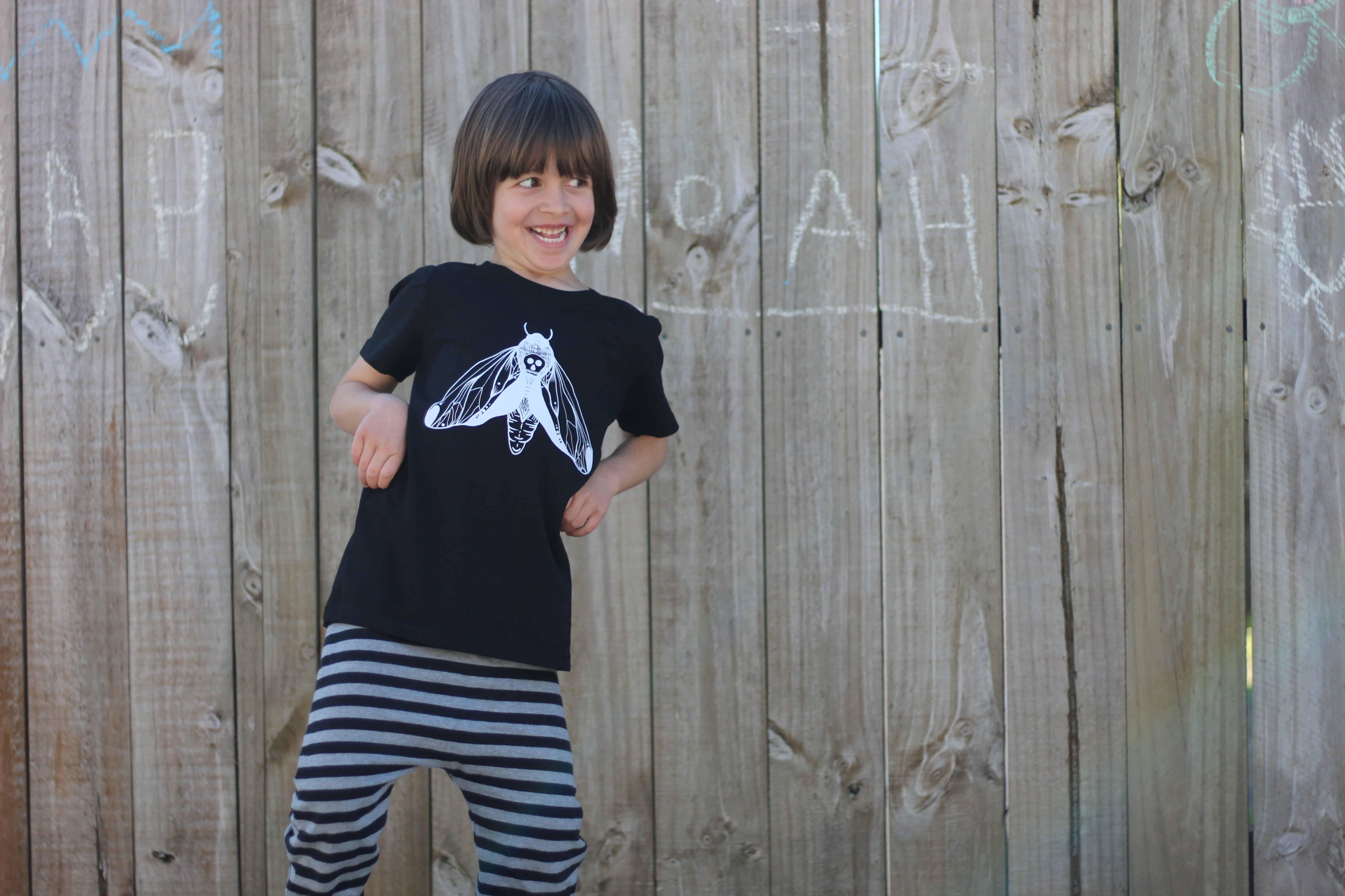 Lil Kids Black Moth Tee Unisex