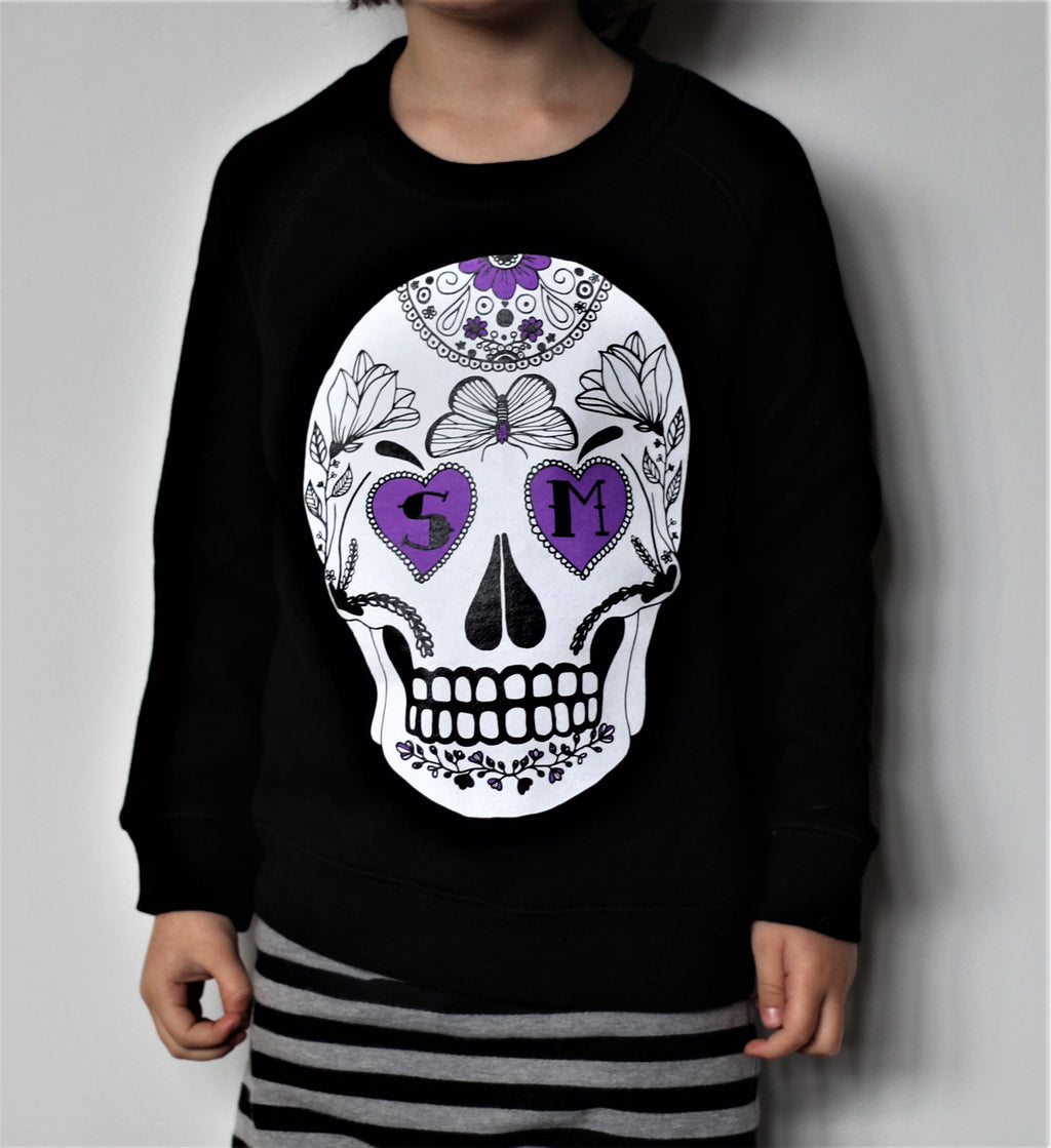 Lil Kids Black Skull Crew Sweater