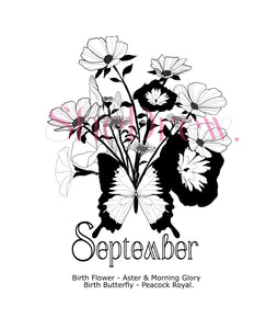 September Birth Month Flowers & Butterfly